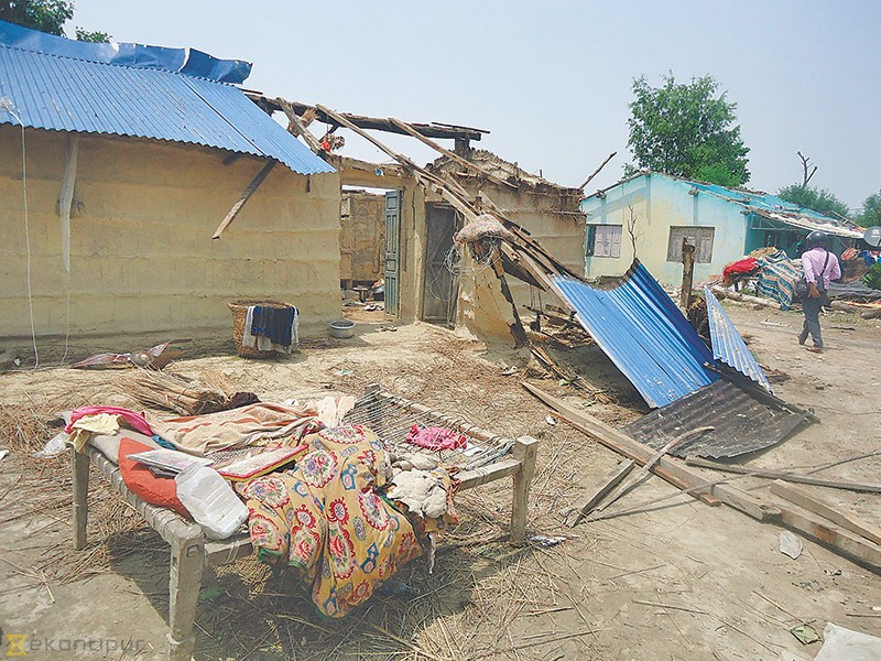 हावाहुरीले कञ्चनपुरका ८७० घरमा क्षति