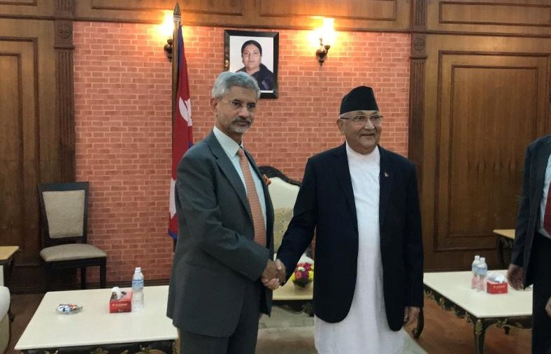 प्रधानमन्त्री ओली र भारतीय विदेशमन्त्री जयशंकरबीच भेटवार्ता