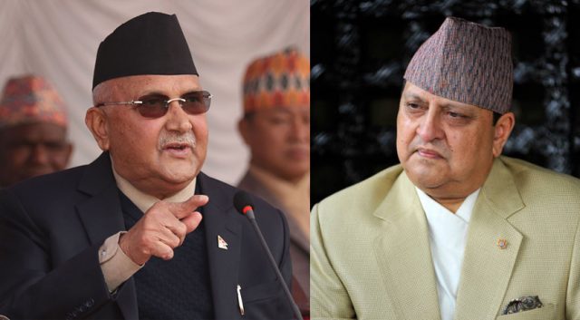 पूर्वराजाले गरे प्रधानमन्त्री ओलीको स्वास्थ्यलाभको कामना