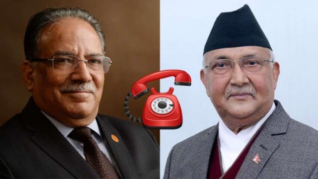 प्रचण्डलाई ओलीको फोन, मिलेर सरकार बनाउने प्रस्ताव